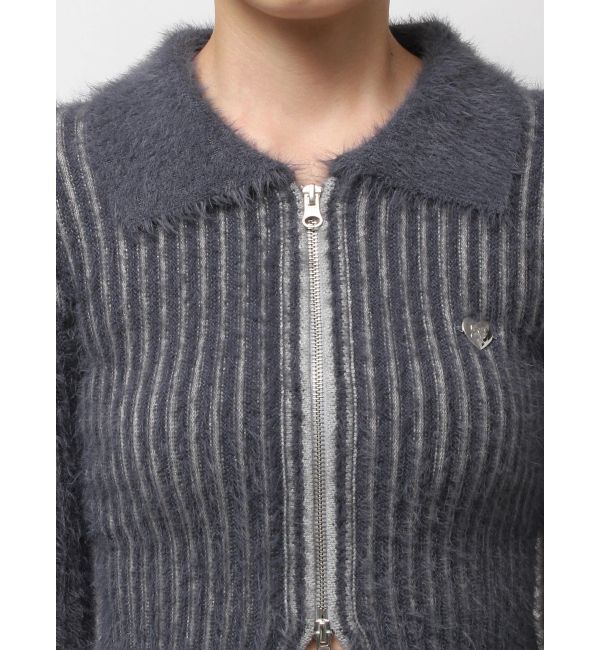EMODA「シャギープレーティングジップトップス」|ニット・セーター|