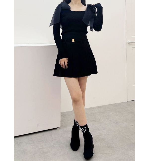 MERCURYDUO「ショルダーリボンロングスリーブニット」|ニット・セーター|