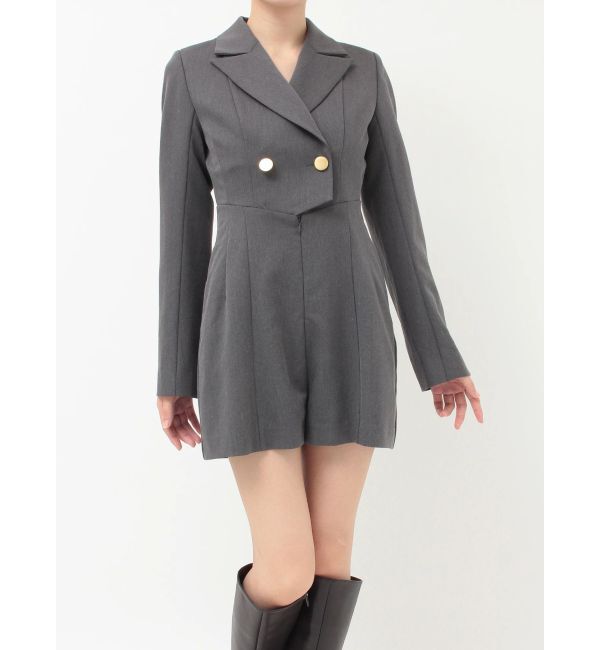 MERCURYDUO「フィットアンドフレアジャケットミニロンパース」|その他|チャコールグレー