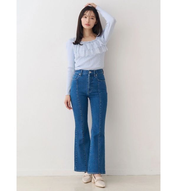 MERCURYDUO「異素材レースフリルニット」|ニット・セーター|