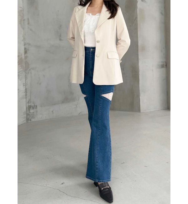 MERCURYDUO「異素材レースフリルニット」|ニット・セーター|