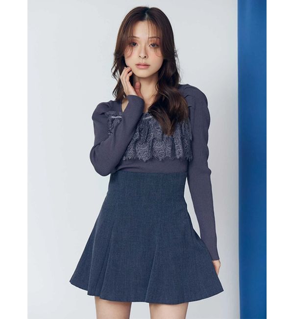 MERCURYDUO「異素材レースフリルニット」|ニット・セーター|