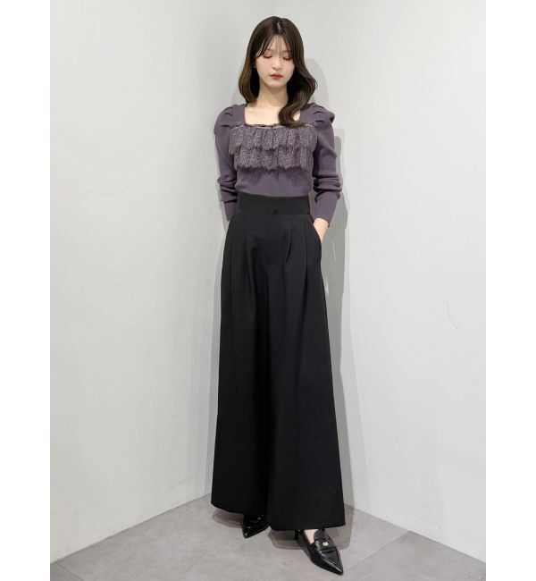 MERCURYDUO「異素材レースフリルニット」|ニット・セーター|