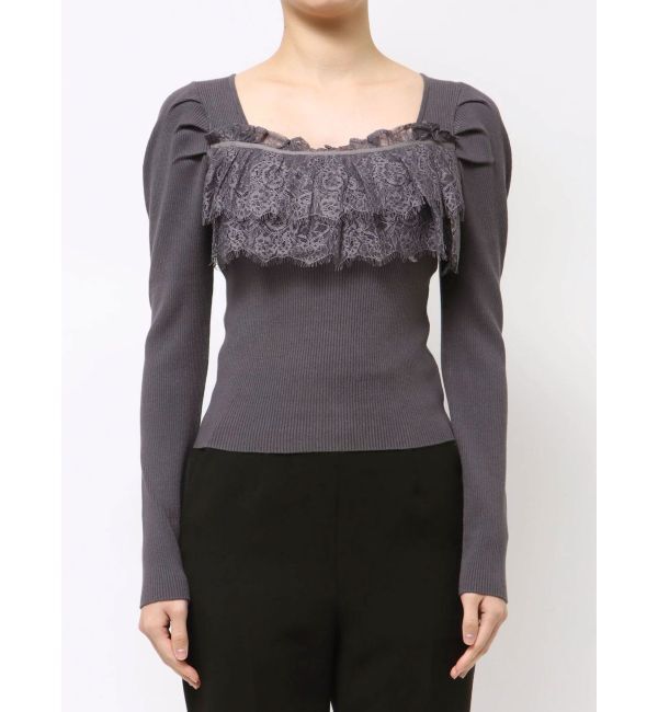 MERCURYDUO「異素材レースフリルニット」|ニット・セーター|