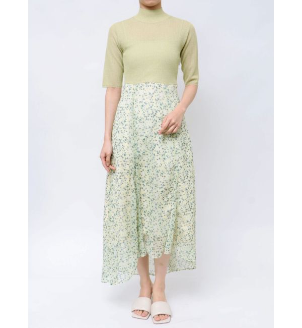 LAGUNAMOON「楊柳プリントニットドッキングワンピース」|ワンピース|