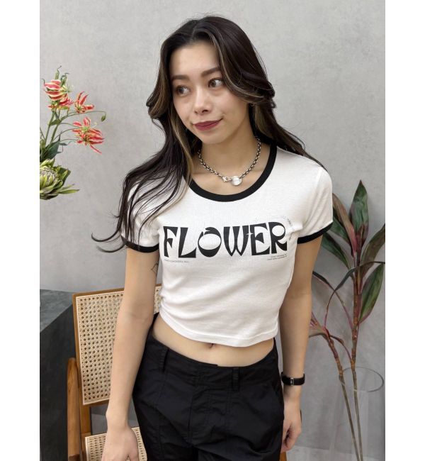 EVRIS「FLOWERストラップクロップドＴシャツ」|Tシャツ・カットソー|ホワイト
