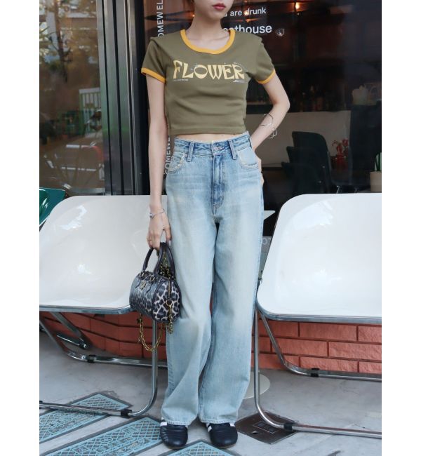 EVRIS「FLOWERストラップクロップドＴシャツ」|Tシャツ・カットソー|