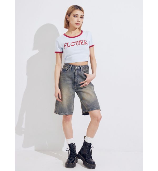 EVRIS「FLOWERストラップクロップドＴシャツ」|Tシャツ・カットソー|