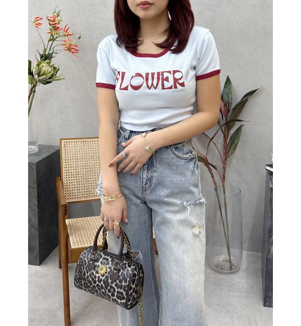 EVRIS「FLOWERストラップクロップドＴシャツ」|Tシャツ・カットソー|