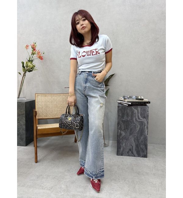 EVRIS「FLOWERストラップクロップドＴシャツ」|Tシャツ・カットソー|