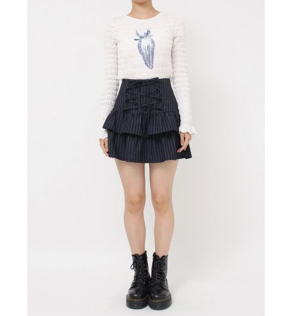 jouetie「レースアップティアードミニスカパン【セットアップ対応】」|スカート|