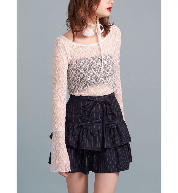 jouetie「レースアップティアードミニスカパン【セットアップ対応】」|スカート|