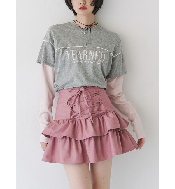 jouetie「レースアップティアードミニスカパン【セットアップ対応】」|スカート|