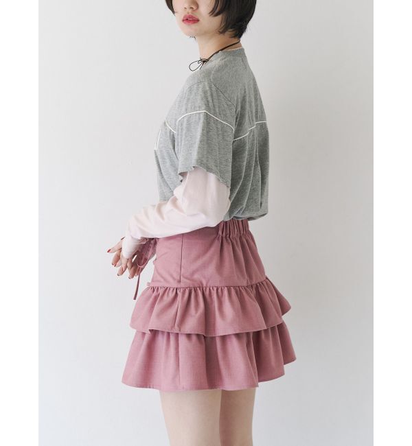 jouetie「レースアップティアードミニスカパン【セットアップ対応】」|スカート|