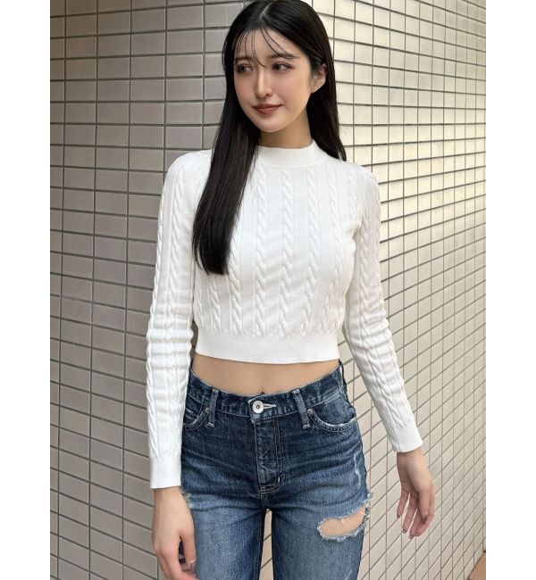 GYDA「BACKリボンケーブル編みニットトップス」|ニット・セーター|