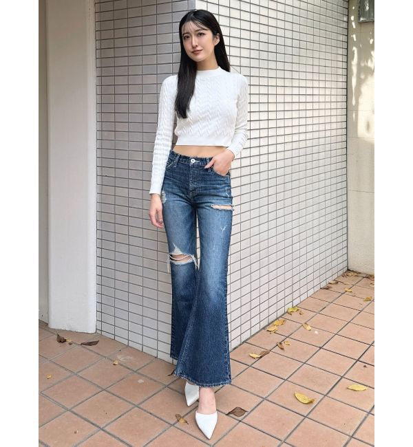 GYDA「BACKリボンケーブル編みニットトップス」|ニット・セーター|