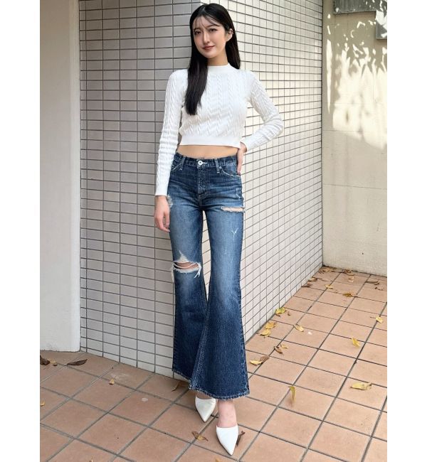 GYDA「BACKリボンケーブル編みニットトップス」|ニット・セーター|