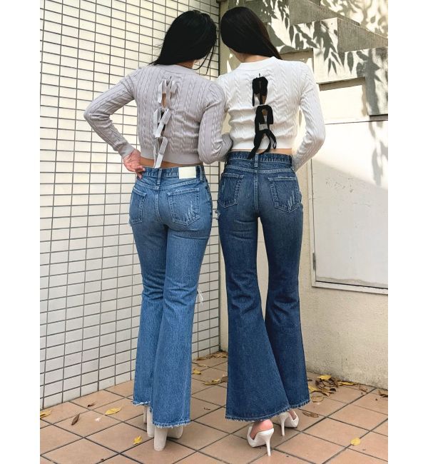 GYDA「BACKリボンケーブル編みニットトップス」|ニット・セーター|