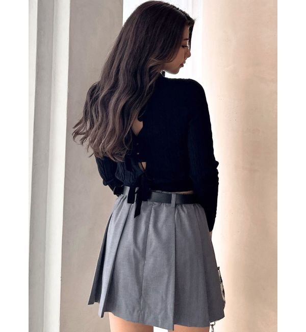 GYDA「BACKリボンケーブル編みニットトップス」|ニット・セーター|