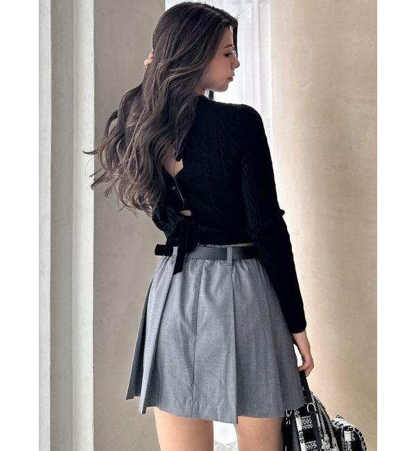 GYDA「BACKリボンケーブル編みニットトップス」|ニット・セーター|