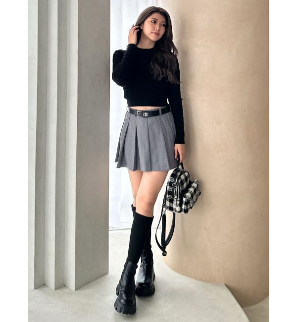 GYDA「BACKリボンケーブル編みニットトップス」|ニット・セーター|