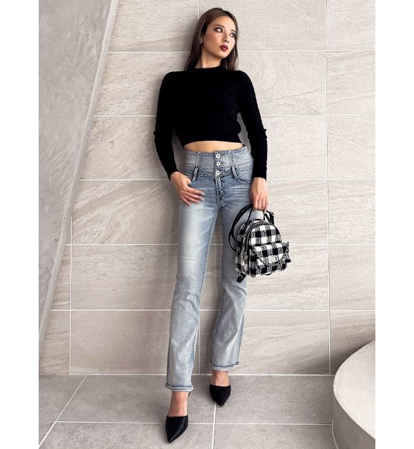 GYDA「BACKリボンケーブル編みニットトップス」|ニット・セーター|