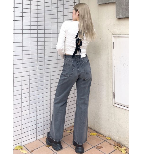 GYDA「BACKリボンケーブル編みニットトップス」|ニット・セーター|