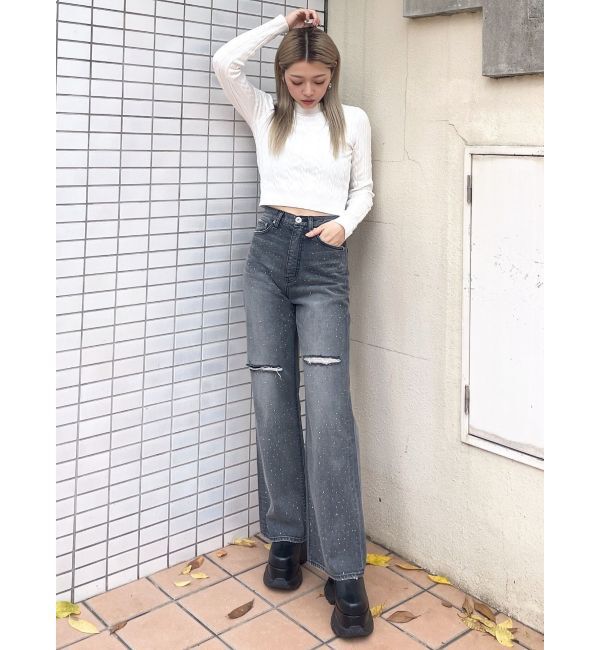 GYDA「BACKリボンケーブル編みニットトップス」|ニット・セーター|