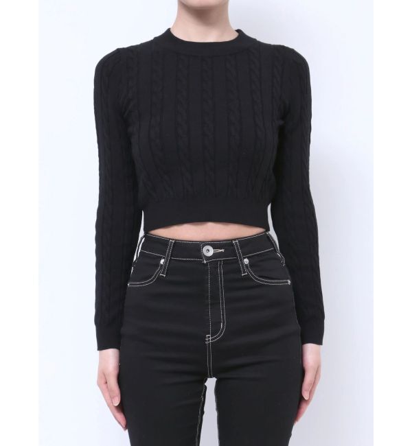 GYDA「BACKリボンケーブル編みニットトップス」|ニット・セーター|
