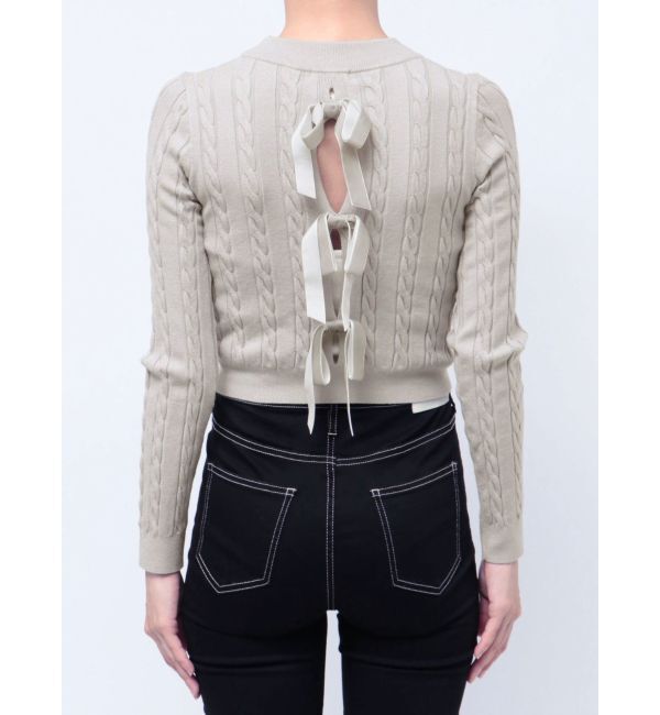 GYDA「BACKリボンケーブル編みニットトップス」|ニット・セーター|