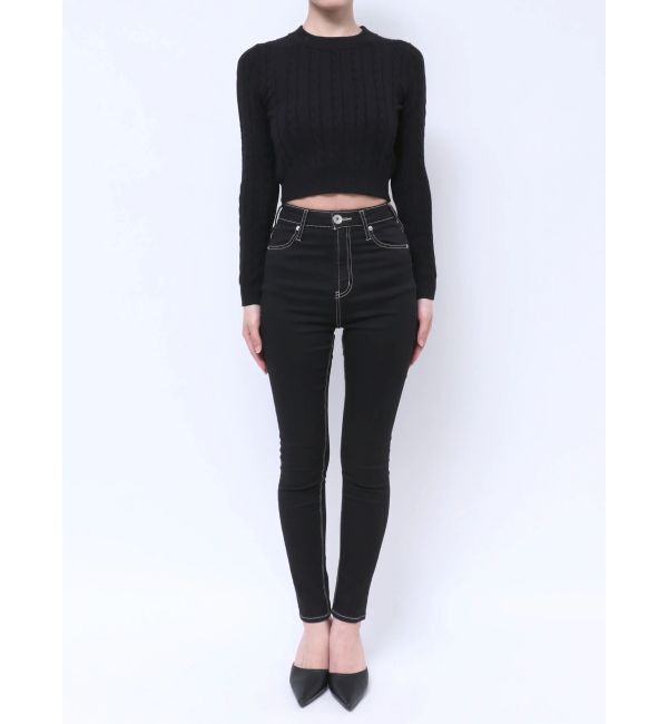 GYDA「BACKリボンケーブル編みニットトップス」|ニット・セーター|