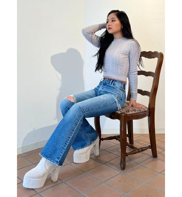 GYDA「BACKリボンケーブル編みニットトップス」|ニット・セーター|