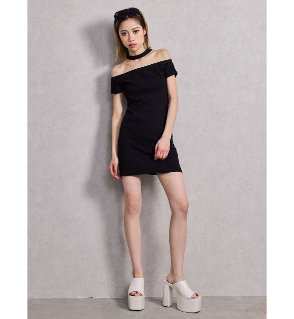 GYDA「チョーカーオフショルカットワンピース」|ワンピース|