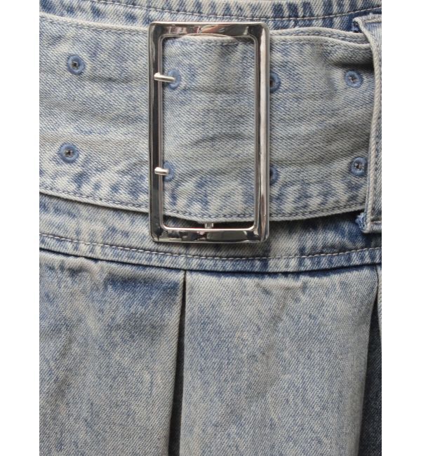 GYDA「ハイウエストWIDE BELTプリーツデニムスカートライクショートパンツ」|スカート|