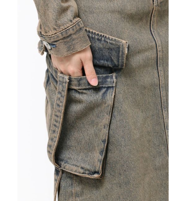 GYDA「ハイウエストG bijou CARGOデニムロングスカート」|スカート|