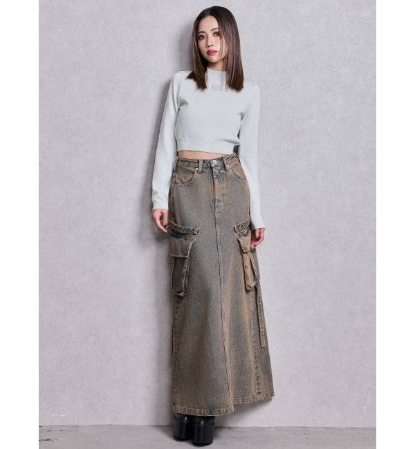 GYDA「ハイウエストG bijou CARGOデニムロングスカート」|スカート|
