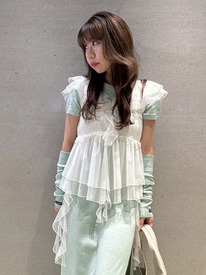 LILY BROWN「パピヨンチュールフリルトップス」|シャツ・ブラウス|