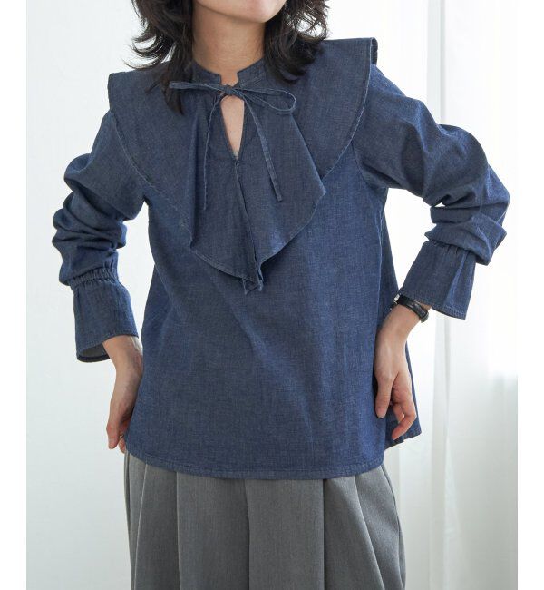 VENCE share style「デニムラッフルカラーシャツ」|シャツ・ブラウス|