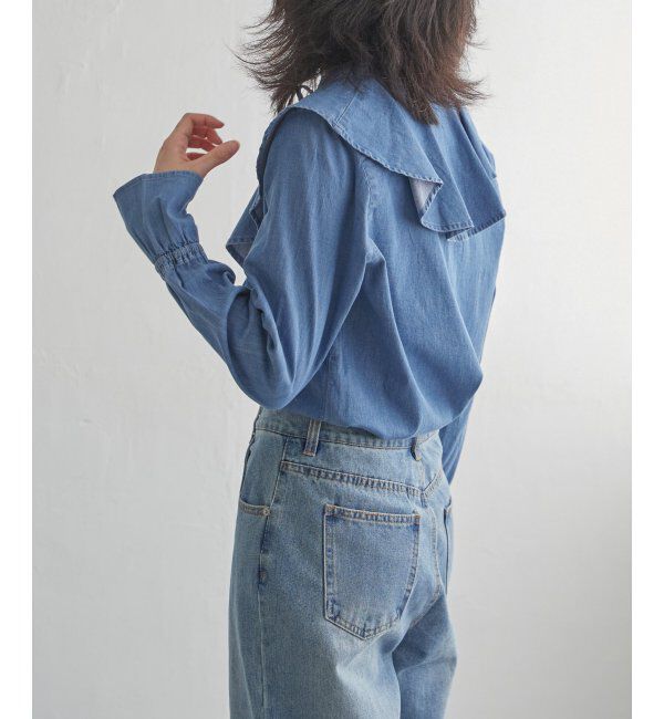 VENCE share style「デニムラッフルカラーシャツ」|シャツ・ブラウス|