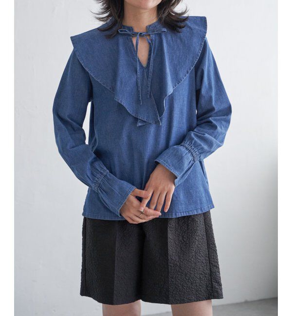 VENCE share style「デニムラッフルカラーシャツ」|シャツ・ブラウス|