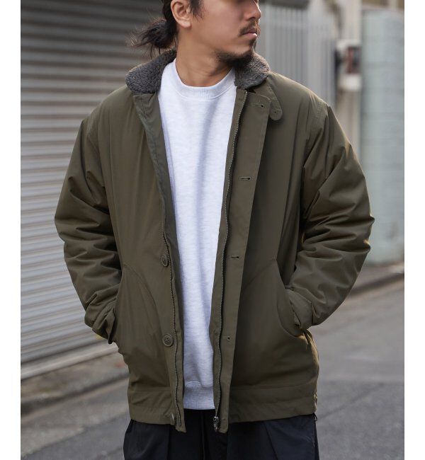VENCE share style「襟ボアN-1デッキジャケット」|ブルゾン・スタジャン|カーキ