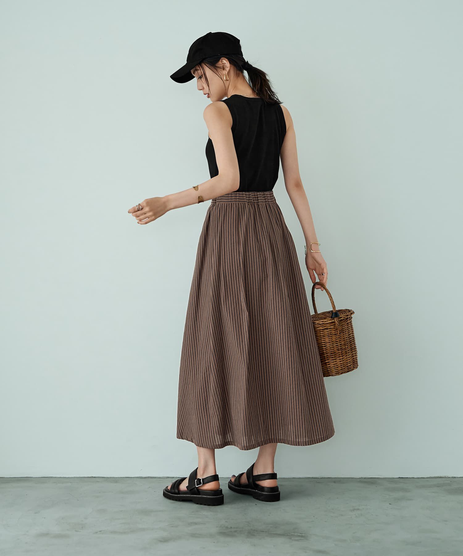 STYLE DELI「カラーナチュラルストライプ織りスカート」|スカート|
