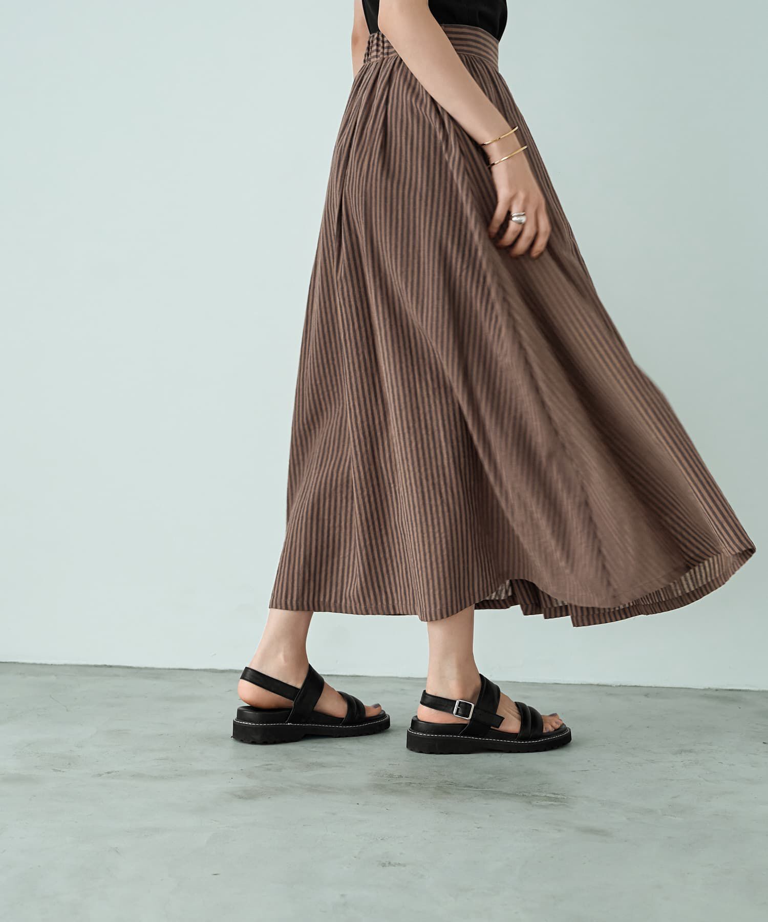 STYLE DELI「カラーナチュラルストライプ織りスカート」|スカート|