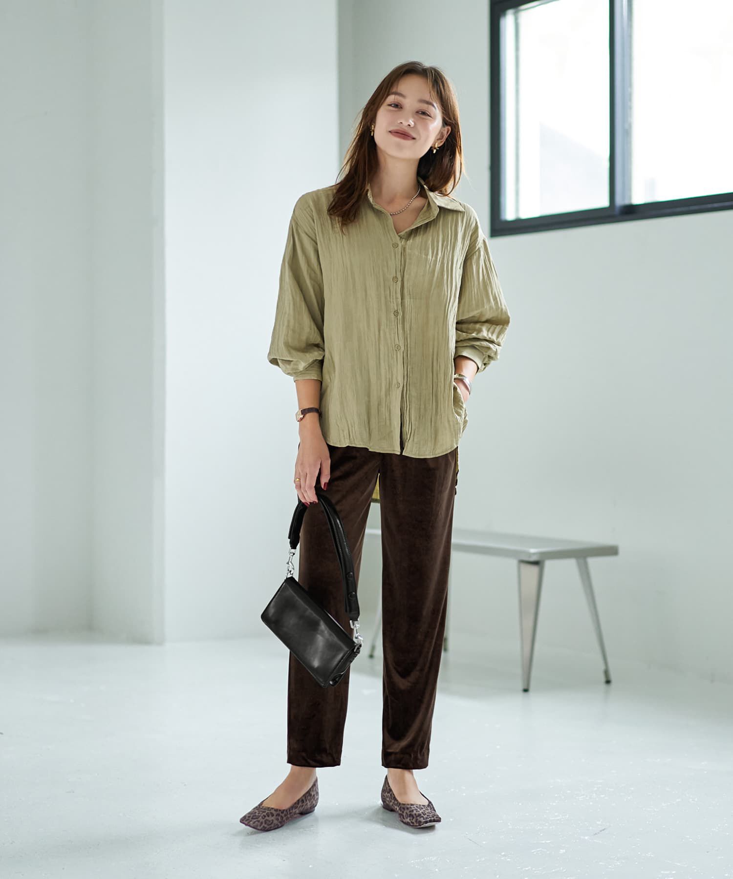 STYLE DELI「シワ加工グロッシーシャツ」|シャツ・ブラウス|
