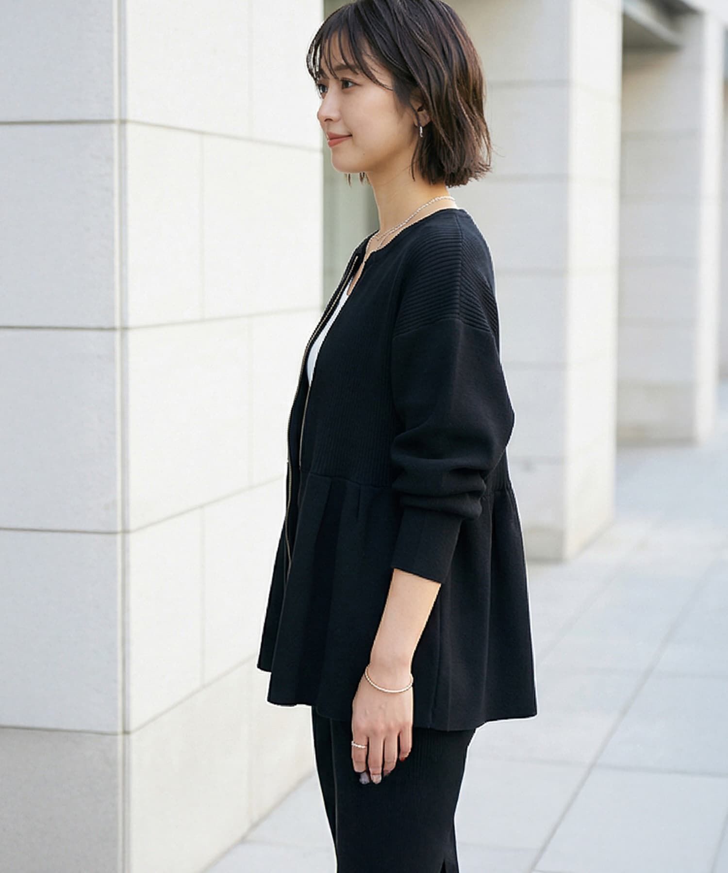 STYLE DELI「【LUXE】セット対応◆Wジップペプラムトップス」|ニット・セーター|