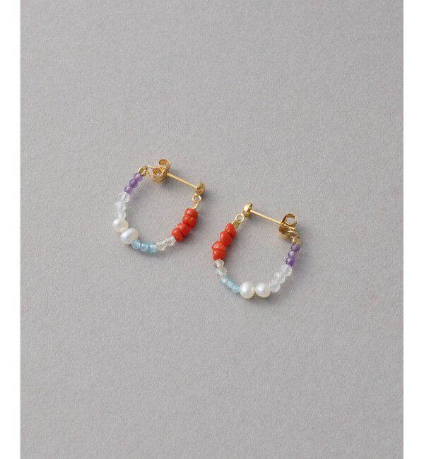 ete「[フォーチュン] K18YG ナチュラルストーン フープピアス /Dream」|ピアス|