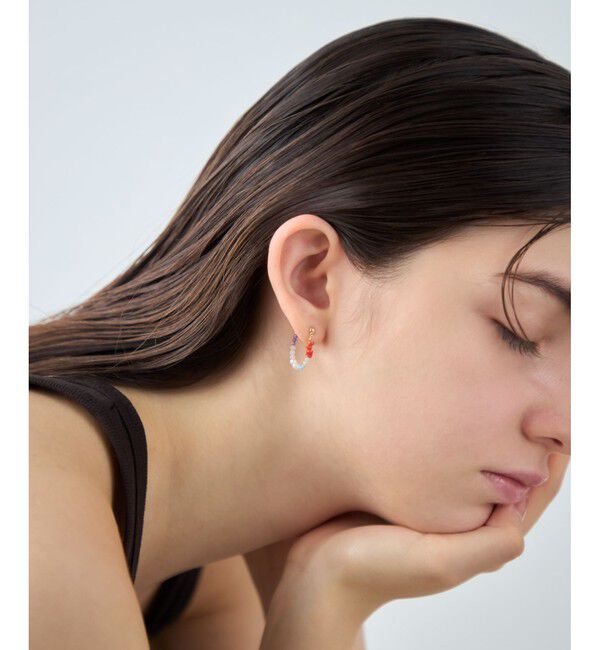 ete「[フォーチュン] K18YG ナチュラルストーン フープピアス /Dream」|ピアス|