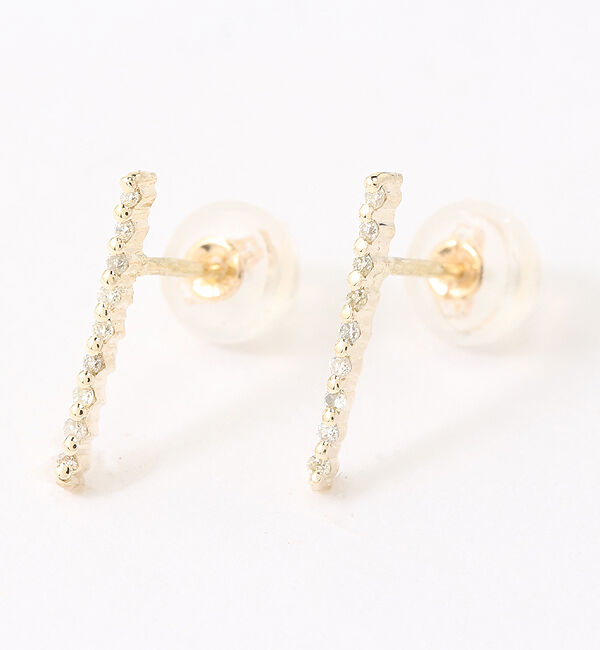  「ダイヤモンド ライン ピアス | K10YG〈世界最小〉」|ピアス|K10 イエローゴールド