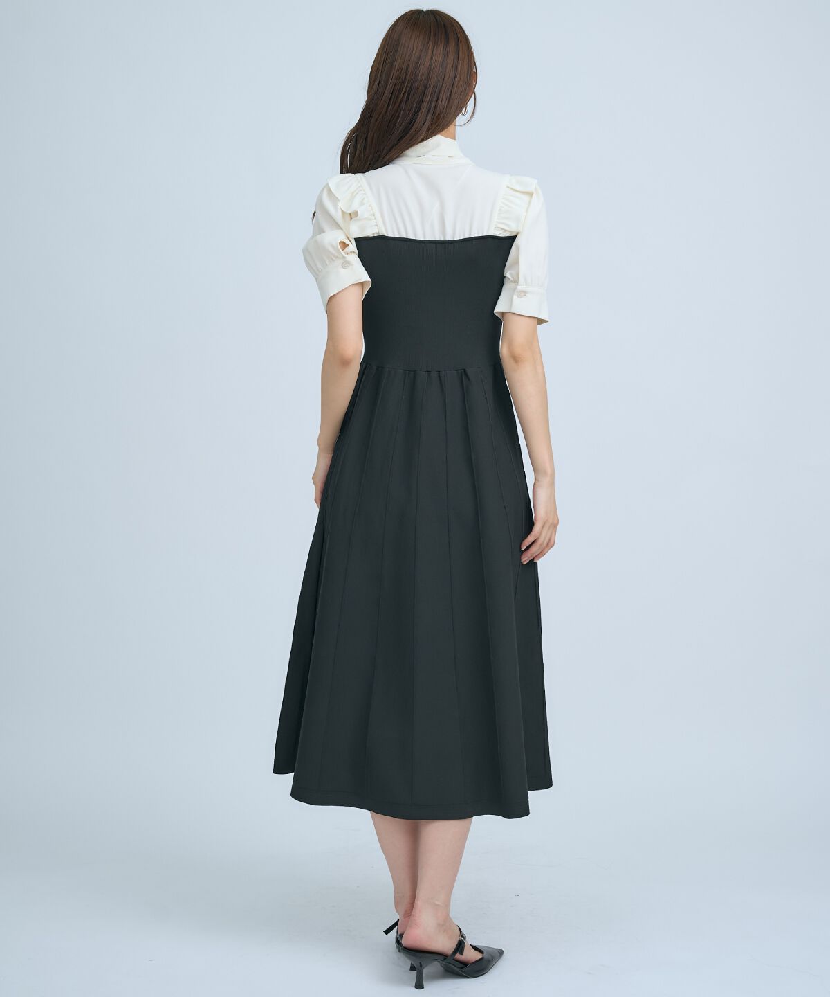 アンドクチュール「ニットビスチェ風ボウタイワンピース」|ワンピース|