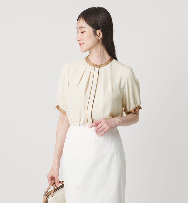UNITED ARROWS「バイカラーパイピング ショートスリーブ ブラウス」|シャツ・ブラウス|NATURAL